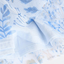 Load image into Gallery viewer, Blue Floral 2-in-1 Long Sleeve Knitted Jumper Frill Collar Mesh Dress (0mths-18mths)