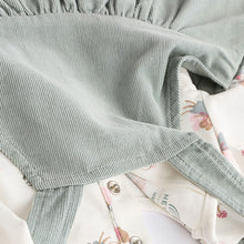 Load image into Gallery viewer, Green Embroidered Baby Corduroy Pinafore 100% Cotton Dress With Tights (0mths-18mths)