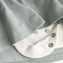 Load image into Gallery viewer, Green Embroidered Baby Corduroy Pinafore 100% Cotton Dress With Tights (0mths-18mths)