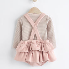 Load image into Gallery viewer, Pink/Black/White Baby Tiered Skirt Long Sleeve 100% Cotton Bodysuit and Tights Set (0mths-18mths)