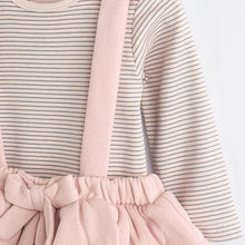 Load image into Gallery viewer, Pink/Black/White Baby Tiered Skirt Long Sleeve 100% Cotton Bodysuit and Tights Set (0mths-18mths)