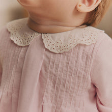 Load image into Gallery viewer, Pink Baby Collared Woven Dress With Tights (0mths-18mths)