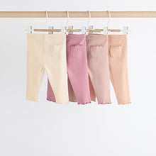 Load image into Gallery viewer, Pink Ribbed Baby Leggings 4 Pack (0mths-18mths)