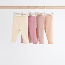 Load image into Gallery viewer, Pink Ribbed Baby Leggings 4 Pack (0mths-18mths)
