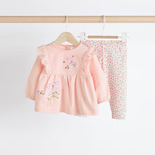Load image into Gallery viewer, Pink Floral Baby Long Sleeve Top and Leggings Set