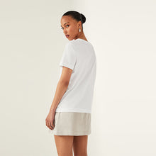 Load image into Gallery viewer, White 100% Cotton Bow Embellished T-Shirt