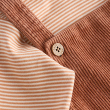 Load image into Gallery viewer, Rust Brown Cord 100% Cotton Baby Dungarees and Bodysuit Set (0mths-18mths)