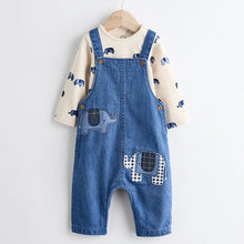 Load image into Gallery viewer, Blue Elephant Baby Denim Dungarees and Bodysuit Set (0mths-18mths)