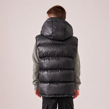 Load image into Gallery viewer, Black Hooded Padded Gilet (3-12yrs)