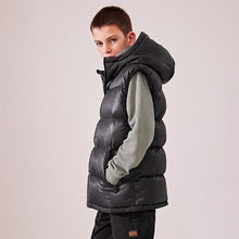 Load image into Gallery viewer, Black Hooded Padded Gilet (3-12yrs)