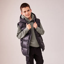 Load image into Gallery viewer, Black Hooded Padded Gilet (3-12yrs)