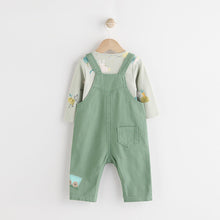 Load image into Gallery viewer, Green Farm Baby Twill Dungarees and Bodysuit Set (0mths-18mths)