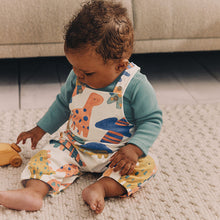 Load image into Gallery viewer, Multi Dino Jersey Baby Dungarees And Bodysuit Set (0mths-18mths)