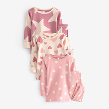 Load image into Gallery viewer, Pink/White 3 Pack 100% Cotton Snuggle Pyjamas (9mths-8yrs)