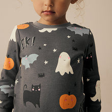 Load image into Gallery viewer, Grey Matching Family Halloween 100% Cotton Glow in the Dark Snuggle Pyjamas (9mths-8yrs)