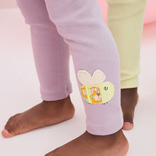 Load image into Gallery viewer, Purple/Yellow/Blue Character 100% Cotton Legging Pyjamas 3 Pack (9mths-8yrs)