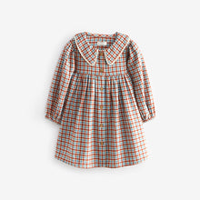 Load image into Gallery viewer, Blue/Ginger Check 100% Cotton Collar Dress (3mths-8yrs)