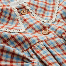 Load image into Gallery viewer, Blue/Ginger Check 100% Cotton Collar Dress (3mths-8yrs)