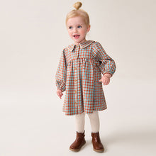 Load image into Gallery viewer, Blue/Ginger Check 100% Cotton Collar Dress (3mths-8yrs)