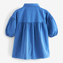 Load image into Gallery viewer, Cobalt Blue Character 100% Cotton Shirt Dress (3mths-6yrs)