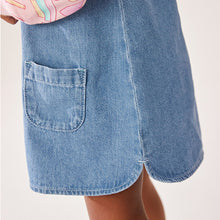 Load image into Gallery viewer, Pink Fruit Print 100% Cotton Raglan Denim Dress (6mths-6yrs)