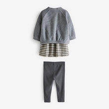 Load image into Gallery viewer, Grey Gingham 100% Cotton Dress, Jacket And Leggings Set (3mths-6yrs)