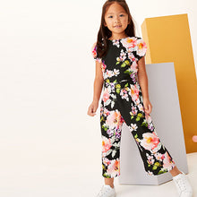 Load image into Gallery viewer, Black Floral Print Jumpsuit (3-12yrs)