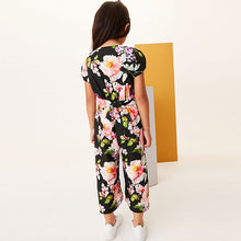 Load image into Gallery viewer, Black Floral Print Jumpsuit (3-12yrs)