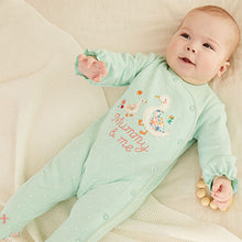 Load image into Gallery viewer, Teal Blue Duck Mummy Family Sleepsuit (0-18mths)