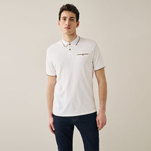 Load image into Gallery viewer, White /Gold Print Polo Shirt