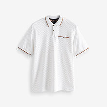 Load image into Gallery viewer, White /Gold Print Polo Shirt