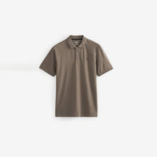 Load image into Gallery viewer, Brown Regular Fit Short Sleeve Pique Polo Shirt