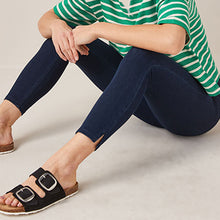 Load image into Gallery viewer, Rinse Blue Cropped Denim Jersey Leggings