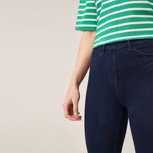 Load image into Gallery viewer, Rinse Blue Cropped Denim Jersey Leggings