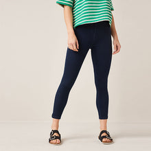 Load image into Gallery viewer, Rinse Blue Cropped Denim Jersey Leggings