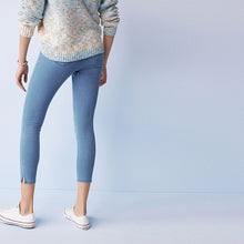 Load image into Gallery viewer, Bleach Blue Cropped Denim Jersey Leggings