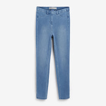 Load image into Gallery viewer, Bleach Blue Cropped Denim Jersey Leggings
