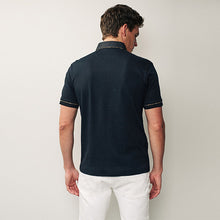 Load image into Gallery viewer, Black/Gold 100% Cotton Short Sleeve Smart Collar Polo Shirt