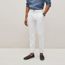 Load image into Gallery viewer, White Slim Fit Stretch Chinos Trousers