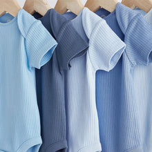 Load image into Gallery viewer, Blue Baby Short Sleeve Bodysuits 5 Pack