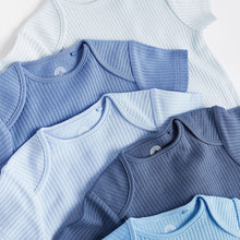 Load image into Gallery viewer, Blue Baby Short Sleeve Bodysuits 5 Pack