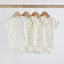 Load image into Gallery viewer, Cream 4 Pack Baby Printed Short Sleeve Bodysuits (0-12mths)