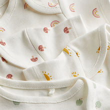 Load image into Gallery viewer, Cream 4 Pack Baby Printed Short Sleeve Bodysuits (0-12mths)