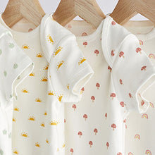 Load image into Gallery viewer, Cream 4 Pack Baby Printed Short Sleeve Bodysuits (0-12mths)