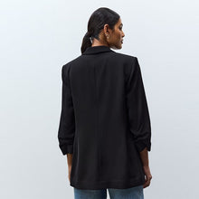 Load image into Gallery viewer, Black Relaxed Ruched Sleeve Blazer