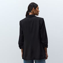 Load image into Gallery viewer, Black Relaxed Ruched Sleeve Blazer