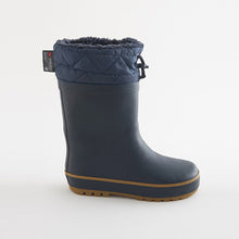 Load image into Gallery viewer, Navy Blue Thinsulate™ Warm Lined Cuff Wellies (Older Boys)