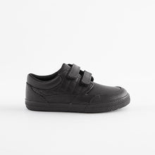 Load image into Gallery viewer, Black School Leather Strap Touch Fasten Shoes (Older Boys)