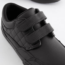 Load image into Gallery viewer, Black School Leather Strap Touch Fasten Shoes (Older Boys)