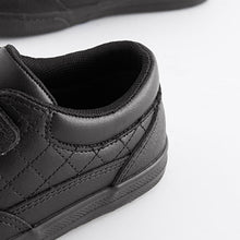 Load image into Gallery viewer, Black School Leather Strap Touch Fasten Shoes (Older Boys)